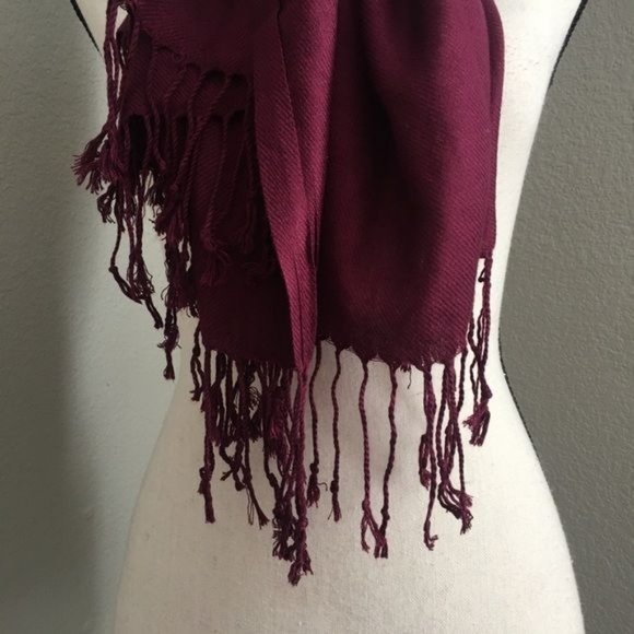 Burgundy Silky Sheen Fringe Scarf - Picture 3 of 3